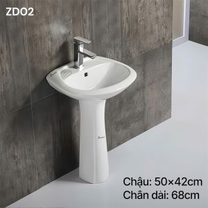 Chậu rửa mặt treo tường+chân dài ZINAN ZD02