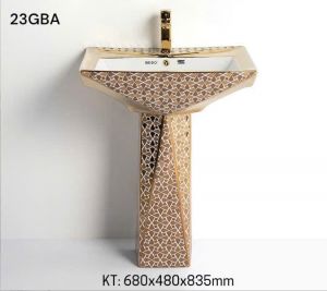 Chậu rửa mặt + chân dài mạ vàng SEIDO 23GBA