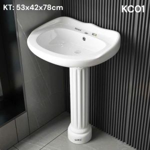 Chậu rửa mặt chân dài SEIDO treo tường KC01