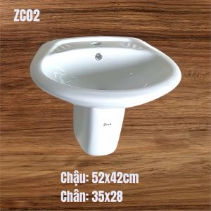 Chậu rửa mặt treo tường + chân lửng ZINAN ZC02