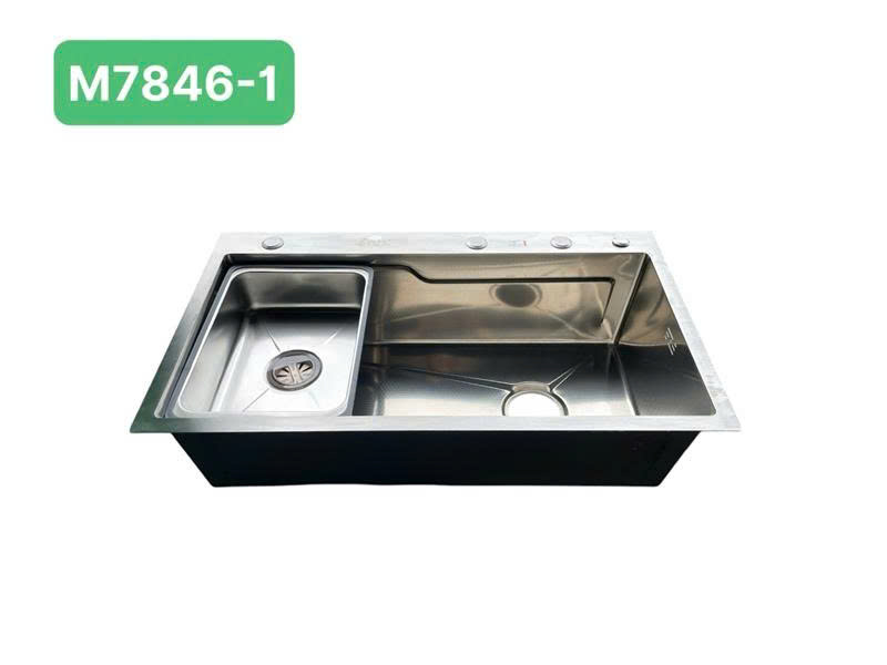 Chậu đúc inox 201 mờ 1 hố + xi phông kt:78x46 zinan M7846-1