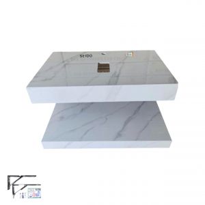 Bàn đá 2 tầng trắng bóng kt: 50x80cm cao cấp Seido  2TDTB ( KHÔNG chậu sứ)