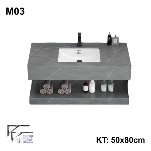 Bàn đá 2 tầng chậu âm chống xước Seido BĐ-M03