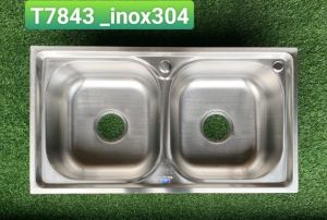 Chậu ép 2 hố inox mờ 304 SEIDO T7843