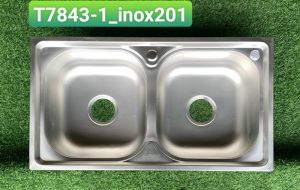 Chậu ép 2 hố inox mờ 201  ZINAN T7843-1