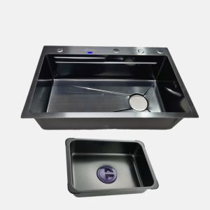 Chậu inox1 hố  nano đen ZINAN NĐ-7546-1