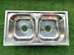 Chậu ép 2 hố inox bóng 304 TB7843