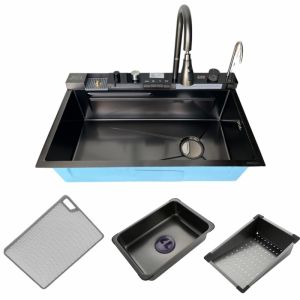 Chậu phím đàn nano đen inox 304 NPĐ 8046